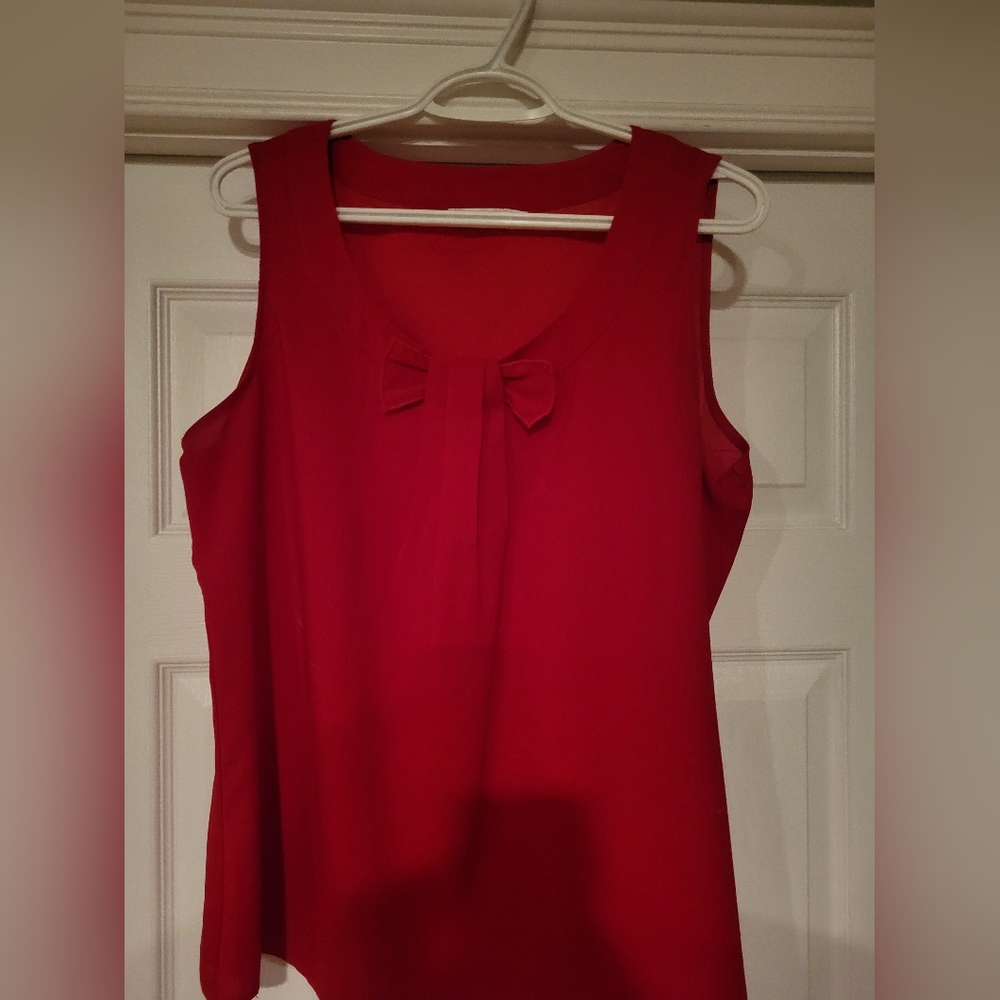 Rickis bow front red blouse